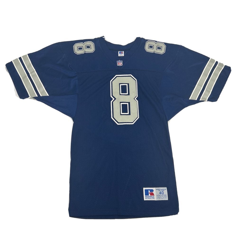 Dallas Cowboys Troy Aikman Jersey Men's 40 Blue Vintage Russell Athletic NFL USA